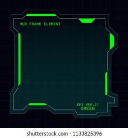 Creative HUD futuristic frame, element for user interface design vector template with Green theme color