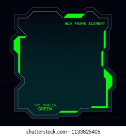 Creative HUD futuristic frame, element for user interface design vector template with Green theme color