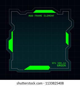 Creative HUD futuristic frame, element for user interface design vector template with Green theme color