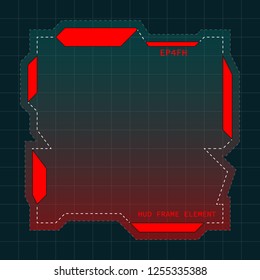 Creative HUD futuristic frame, element for user interface (ui) design vector template with Red theme color