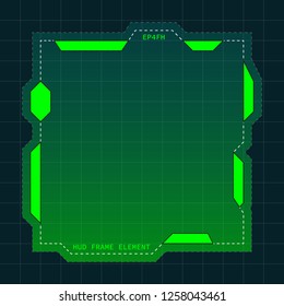 Creative HUD futuristic frame, element for user interface (ui) design vector template with Green theme color