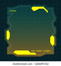 Creative HUD futuristic frame, element for user interface (ui) design vector template with Yellow theme color
