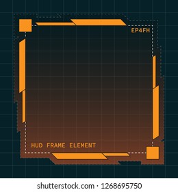 Creative HUD futuristic frame, element for user interface (ui) design vector template with Orange theme color