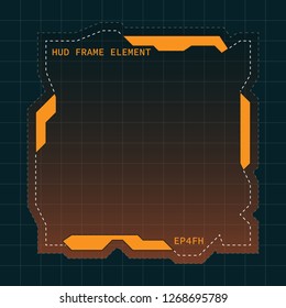 Creative HUD futuristic frame, element for user interface (ui) design vector template with Orange theme color