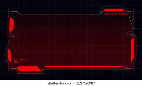 Creative HUD futuristic rectangle frame, virtual Hi-tech display, screen, element for user interface (ui) and control panel design vector template with Red theme color