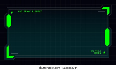 Creative HUD futuristic rectangle frame, virtual Hi-tech display, screen, element for user interface (ui) and control panel design vector template with Green theme color