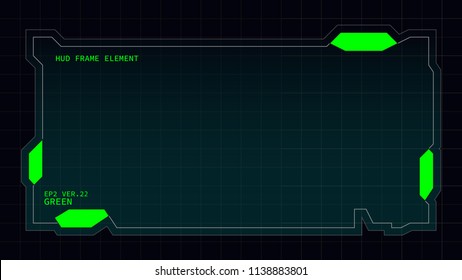 Creative HUD futuristic rectangle frame, virtual Hi-tech display, screen, element for user interface (ui) and control panel design vector template with Green theme color