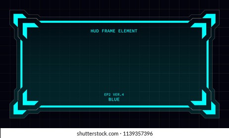 Creative HUD futuristic rectangle frame, virtual Hi-tech display, screen, element for user interface (ui) and control panel design vector template with Blue theme color