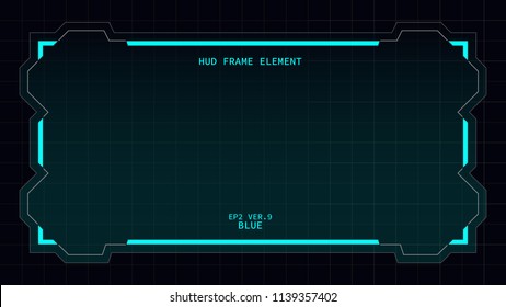 Creative HUD futuristic rectangle frame, virtual Hi-tech display, screen, element for user interface (ui) and control panel design vector template with Blue theme color