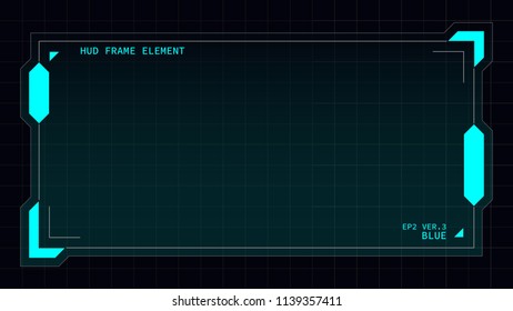 Creative HUD futuristic rectangle frame, virtual Hi-tech display, screen, element for user interface (ui) and control panel design vector template with Blue theme color