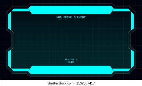 Creative HUD futuristic rectangle frame, virtual Hi-tech display, screen, element for user interface (ui) and control panel design vector template with Blue theme color