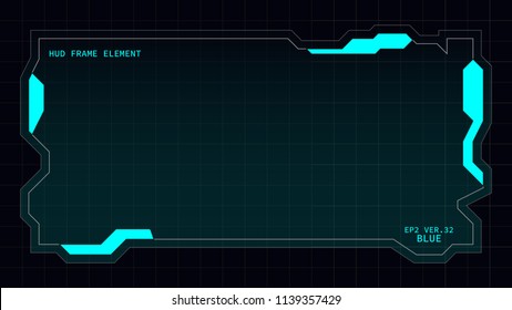 Creative HUD futuristic rectangle frame, virtual Hi-tech display, screen, element for user interface (ui) and control panel design vector template with Blue theme color