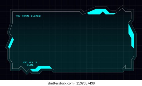 Creative HUD futuristic rectangle frame, virtual Hi-tech display, screen, element for user interface (ui) and control panel design vector template with Blue theme color