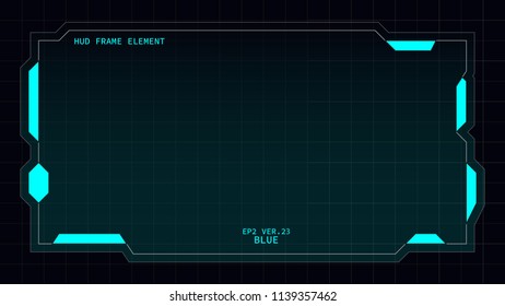 Creative HUD futuristic rectangle frame, virtual Hi-tech display, screen, element for user interface (ui) and control panel design vector template with Blue theme color