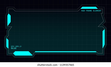 Creative HUD futuristic rectangle frame, virtual Hi-tech display, screen, element for user interface (ui) and control panel design vector template with Blue theme color
