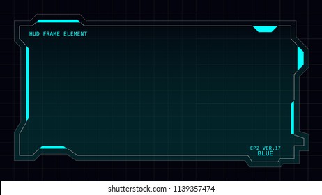 Creative HUD futuristic rectangle frame, virtual Hi-tech display, screen, element for user interface (ui) and control panel design vector template with Blue theme color