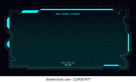 Creative HUD futuristic rectangle frame, virtual Hi-tech display, screen, element for user interface (ui) and control panel design vector template with Blue theme color
