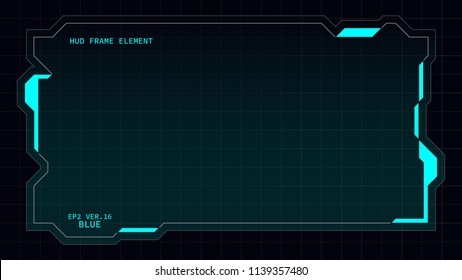 Creative HUD futuristic rectangle frame, virtual Hi-tech display, screen, element for user interface (ui) and control panel design vector template with Blue theme color