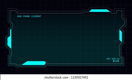 Creative HUD futuristic rectangle frame, virtual Hi-tech display, screen, element for user interface (ui) and control panel design vector template with Blue theme color