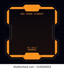 Creative HUD futuristic square frame, virtual tech display, element for user interface design vector template with Orange theme color 