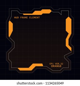 Creative HUD futuristic square frame, virtual tech display, element for user interface design vector template with Orange theme color 