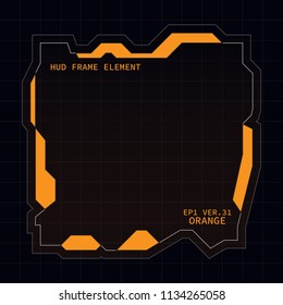Creative HUD futuristic square frame, virtual tech display, element for user interface design vector template with Orange theme color 