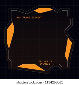 Creative HUD futuristic square frame, virtual tech display, element for user interface design vector template with Orange theme color 