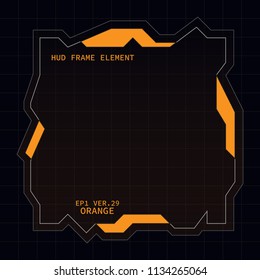 Creative HUD futuristic square frame, virtual tech display, element for user interface design vector template with Orange theme color 