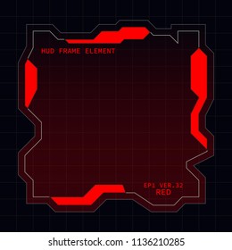 Creative HUD futuristic square frame, virtual Hi-tech display, screen, element for user interface (ui) and control panel design vector template with Red theme color