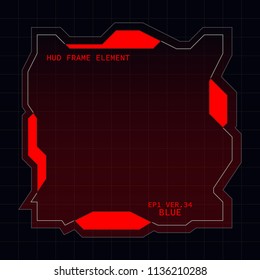 Creative HUD futuristic square frame, virtual Hi-tech display, screen, element for user interface (ui) and control panel design vector template with Red theme color