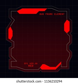 Creative HUD futuristic square frame, virtual Hi-tech display, screen, element for user interface (ui) and control panel design vector template with Red theme color