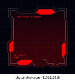 Creative HUD futuristic square frame, virtual Hi-tech display, screen, element for user interface (ui) and control panel design vector template with Red theme color