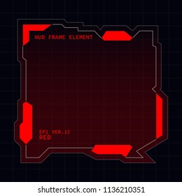 Creative HUD futuristic square frame, virtual Hi-tech display, screen, element for user interface (ui) and control panel design vector template with Red theme color