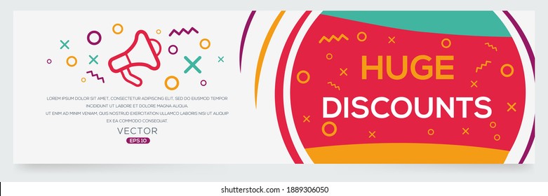 Texto creativo (Enormes Descuentos) escrito en burbuja de voz, ilustración vectorial.