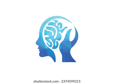 Creative human  brain abstract vector logo design template.