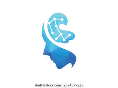 Creative human  brain abstract vector logo design template.