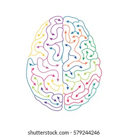 Creative human brain line art illustration