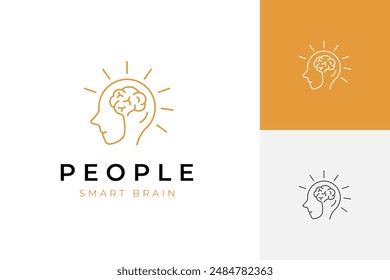 diseño de línea de diseño de logotipo de pensamiento humano creativo estilo de línea para la ciencia, Ilustración vectorial de logotipo de idea creativa