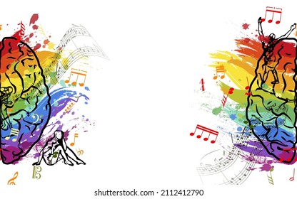 Creative human brain wide concept illustration, left side of brain functions concept on white