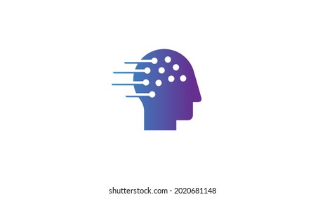creative human brain wires technology logo vector logo symbol