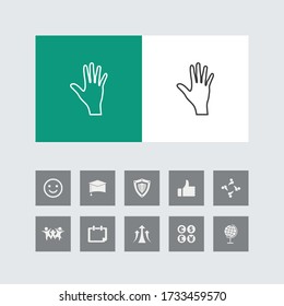 Creative Human Hand Line Icon with Bonus Icons. 