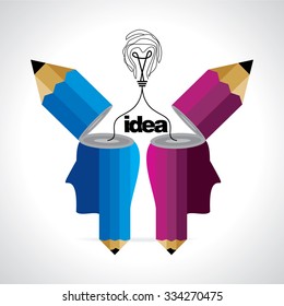 creative human head with bulb idea vector 