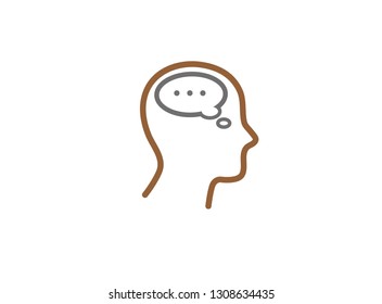 Creative Human Head Chat Logo Design Vector Symbol Illustration