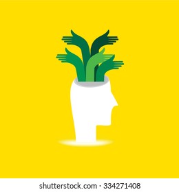 creative human head with hand vector illustration 
