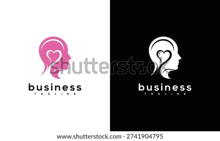 Creative Human Head Heart Logo - Empathy Mental Health Love Psychology Business Branding.