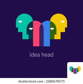 Creative human head idea design. Modern design color. Dialogue conversation and communication concept. vector.