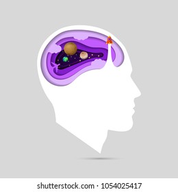 Creative human head. imagination concept. Brain. Vector illustration