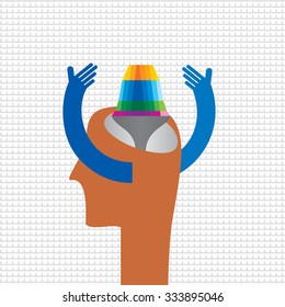 creative human head with painting brush vector 