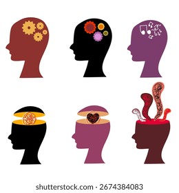 Creative Human Head Silhouette Set