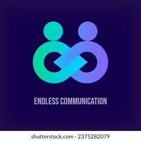 Creative human infinite connection and contact center logo. Unique color transitions. Staff corporate logo template. vector